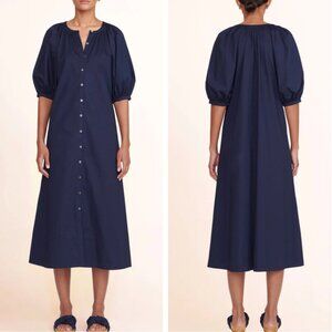 NWT STAUD Vincent Midi Dress XSmall/M/L Navy Blue Causal Quiet Lux